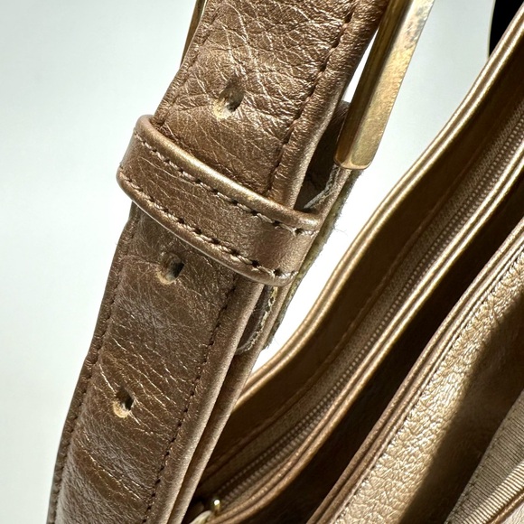 SAS Gold Metallic with Keychain Attachment hand Sewn Crossbody Leather - Picture 6 of 12